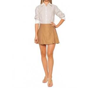 NEW SIMKHAI frankie mini combo mini shirt dress in sand stripe multi